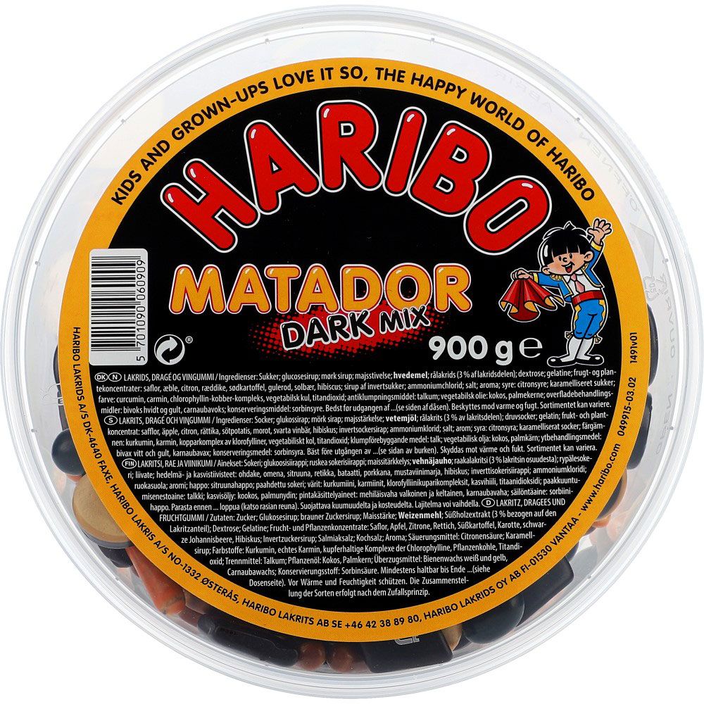 til stede En del Gamle tider Haribo Matador Dark Mix 900g | Stort udvalg af Haribo Matador Dar