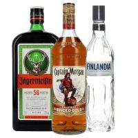 Captain Morgan Spiced Gold 35% 1l + Jägermeister 35% 1l + Finlandia Vodka 40% 1l